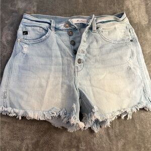 Light Blue Distressed Denim Shorts